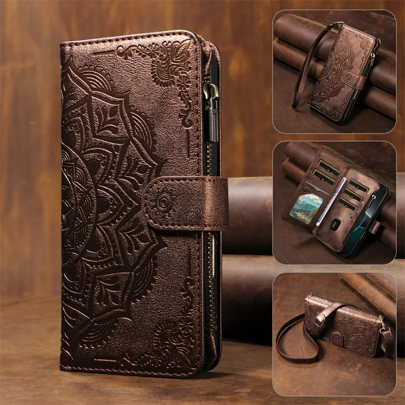 Etui Portfel z Długim Paskiem i Zamkiem Błyskawicznym Capa Magic 8 7 6 Pro 600 400 Lite do Honor X8D X9D X6C X6B X6A X5B X9C X8C X8B, Skórzane Etui — zdjęcie produktu 3