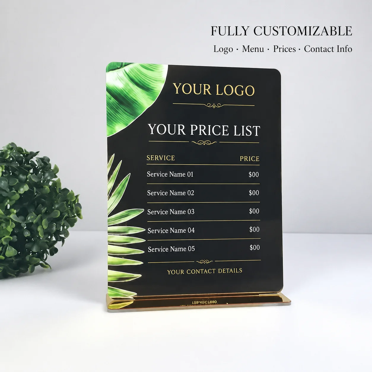 Personalized Tabletop Acrylic Price List Plaque Custom Service Menu Sign Desktop Display Board for Nail Salon Beauty Studio