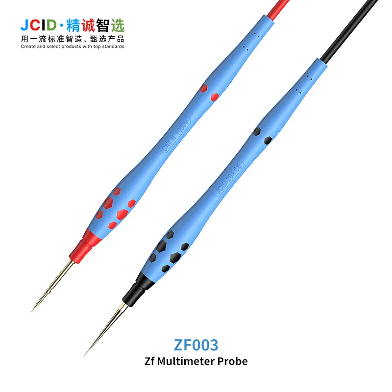 JCID ZF003 ZF005 Multimeter Test Leads with Fine Replaceable Probe Tips 1.2m Silicone Cable 4mm Plugs for Phone PCB Repair Tools