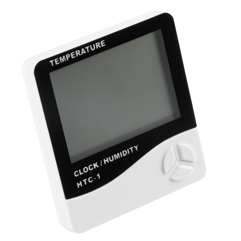 HTC‑1 Digital Temperature Humidity Meter Weather Clock Indoor Wall Mount Desktop Climate Detector AAA Battery Not Included