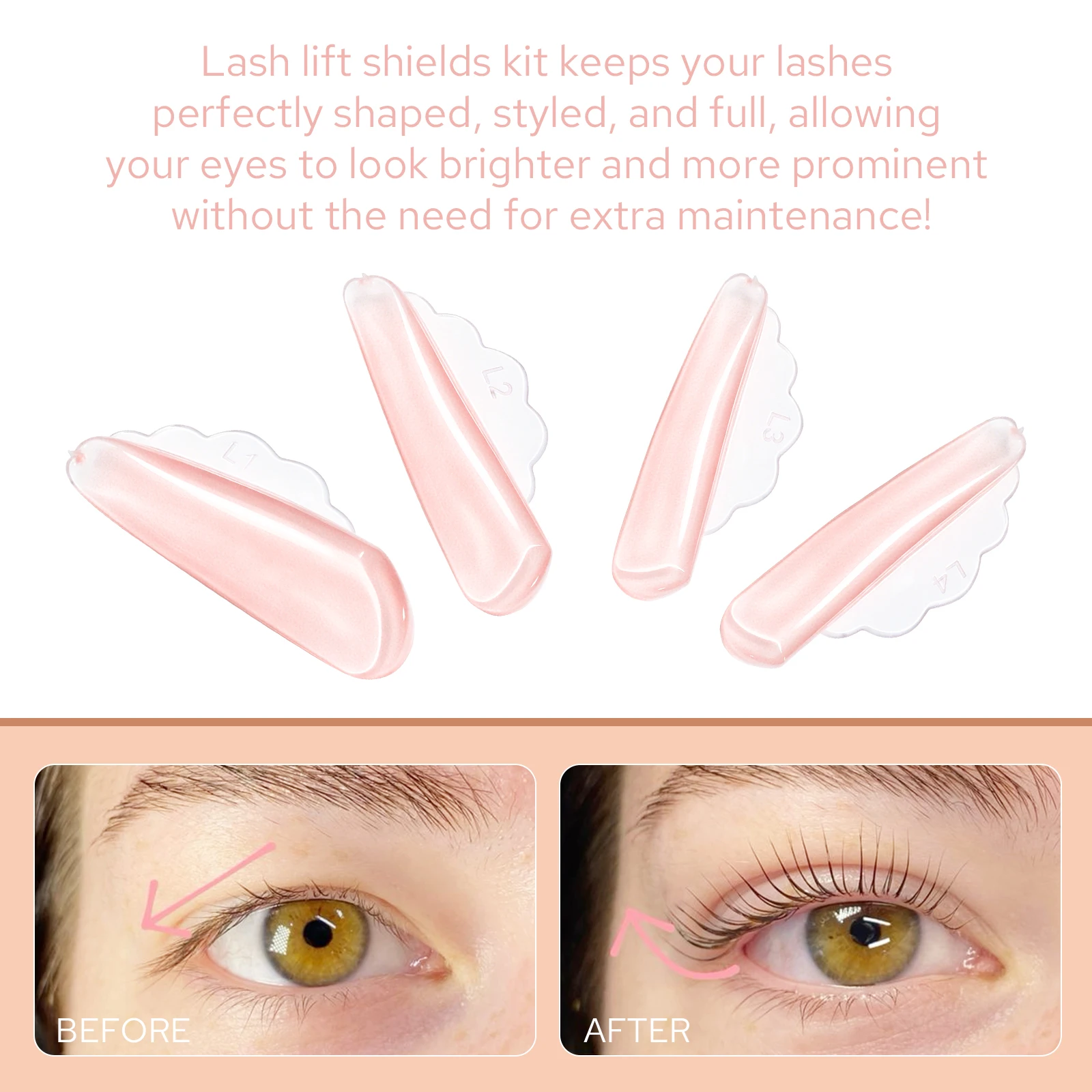 Lomansa Neu 4 Paar V-Curl Klebefreie Wimpern-Lifting-Pads Wimpernstäbchen Schutzschilde 3D Wimpernformer Zubehör Make-up-Tool – Detail 8