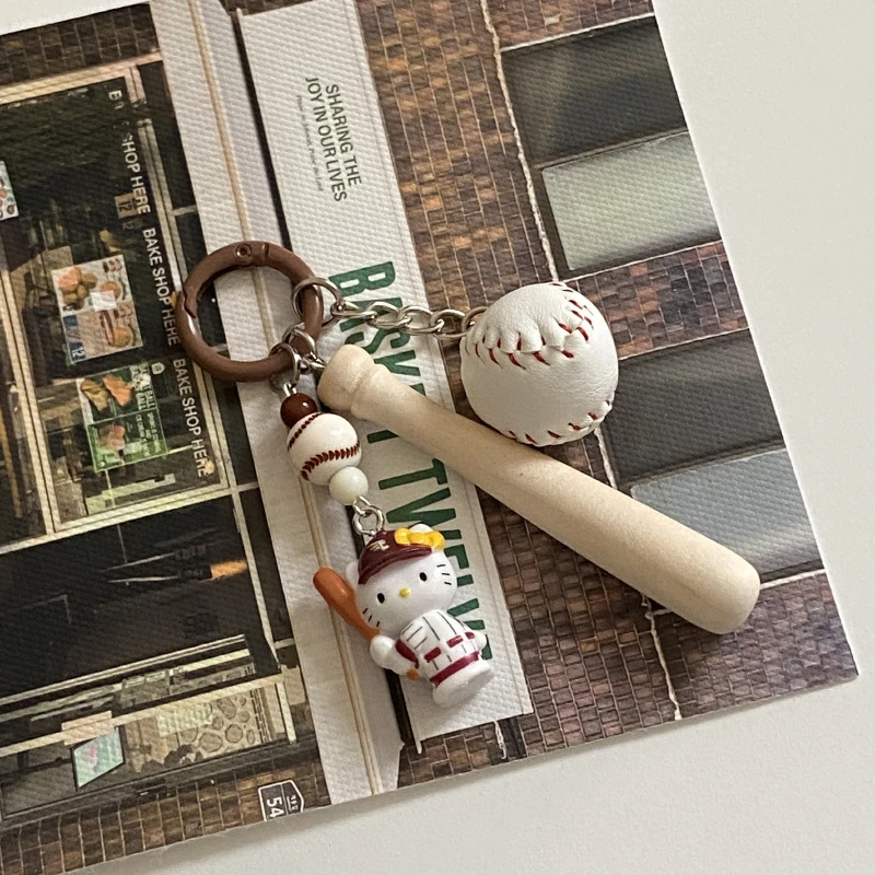 

Sanrio Baseball Hello Kitty Keychain KT Cat Charm Pendant Keyring Jewelry For Girl Women Gift Bag Decoration
