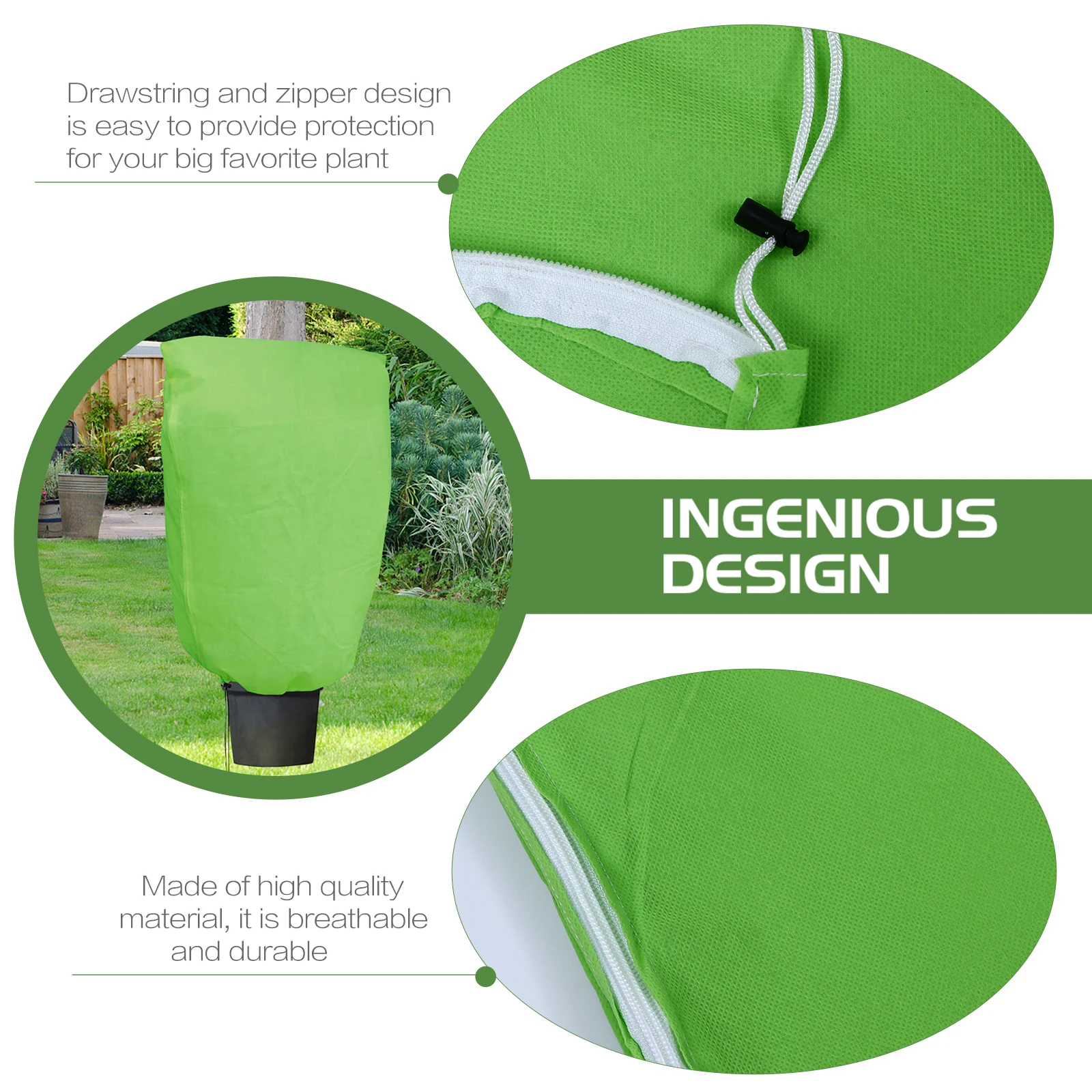 

Winter Drawstring Cover With Zipper Frost Freeze Protection Reusable Plant Protector Bags For Saplings Shrubs Trees Durable