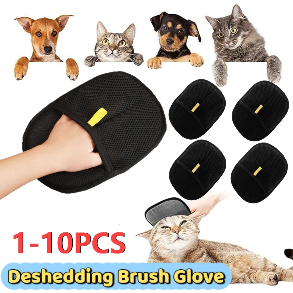 Guante para quitar el pelo de perros y gatos, utensilio suave para quitar el pelo de mascotas, herramienta de aseo fácil, cepillo para quitar el pelo de perros, Color negro, 10-1 Uds.