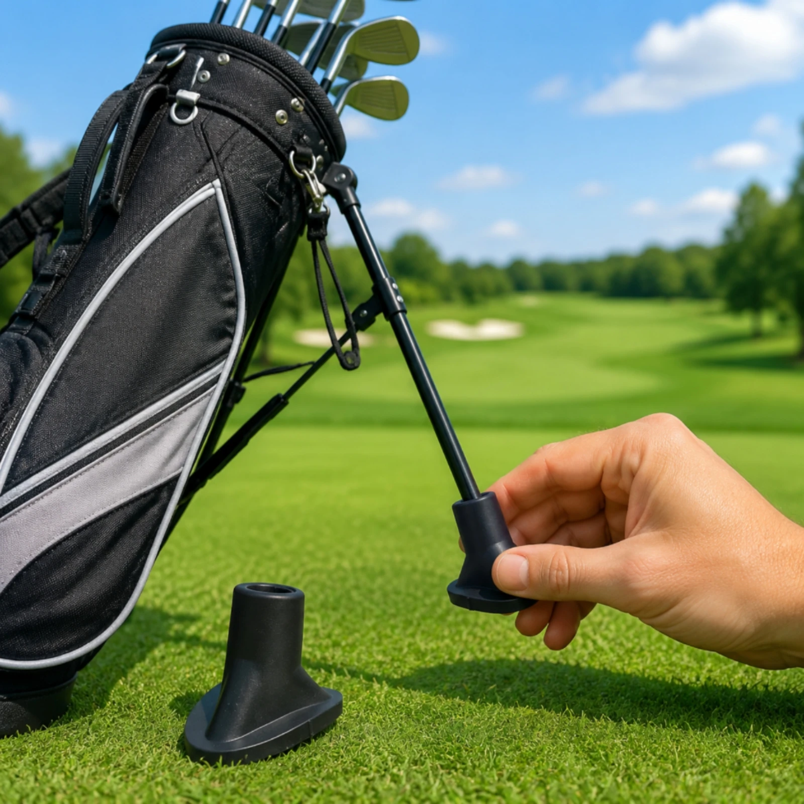 2 Pieces Golf Bag Stand Replacement Feet Rubber Golf Stand Bag Feet Pad Molded Anti-Slip for Golfers