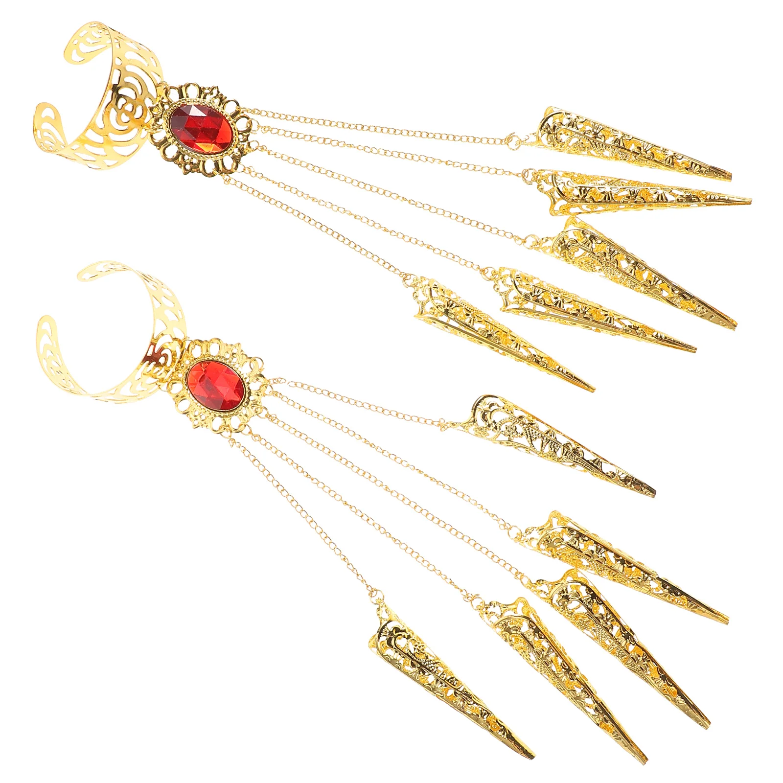 2 Stuks Buikdans Armband Vingernagels Stage Performance Props Prachtige Textuur Delicate Indiase Kostuum Accessoires