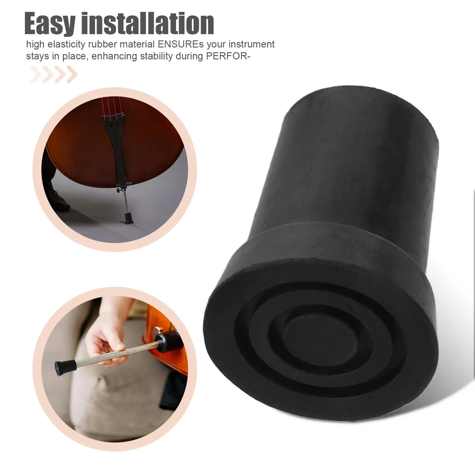 Double Bass Endpin Tip 10Mm Black Rubber Endpin Protector Shock Absorption Stable Performance Double Bass Accessories