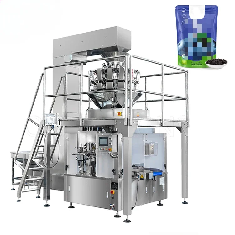 High speed fully automatic vertical zipper bag packaging machine for dried fruit, durian, mango, blueberry packaging