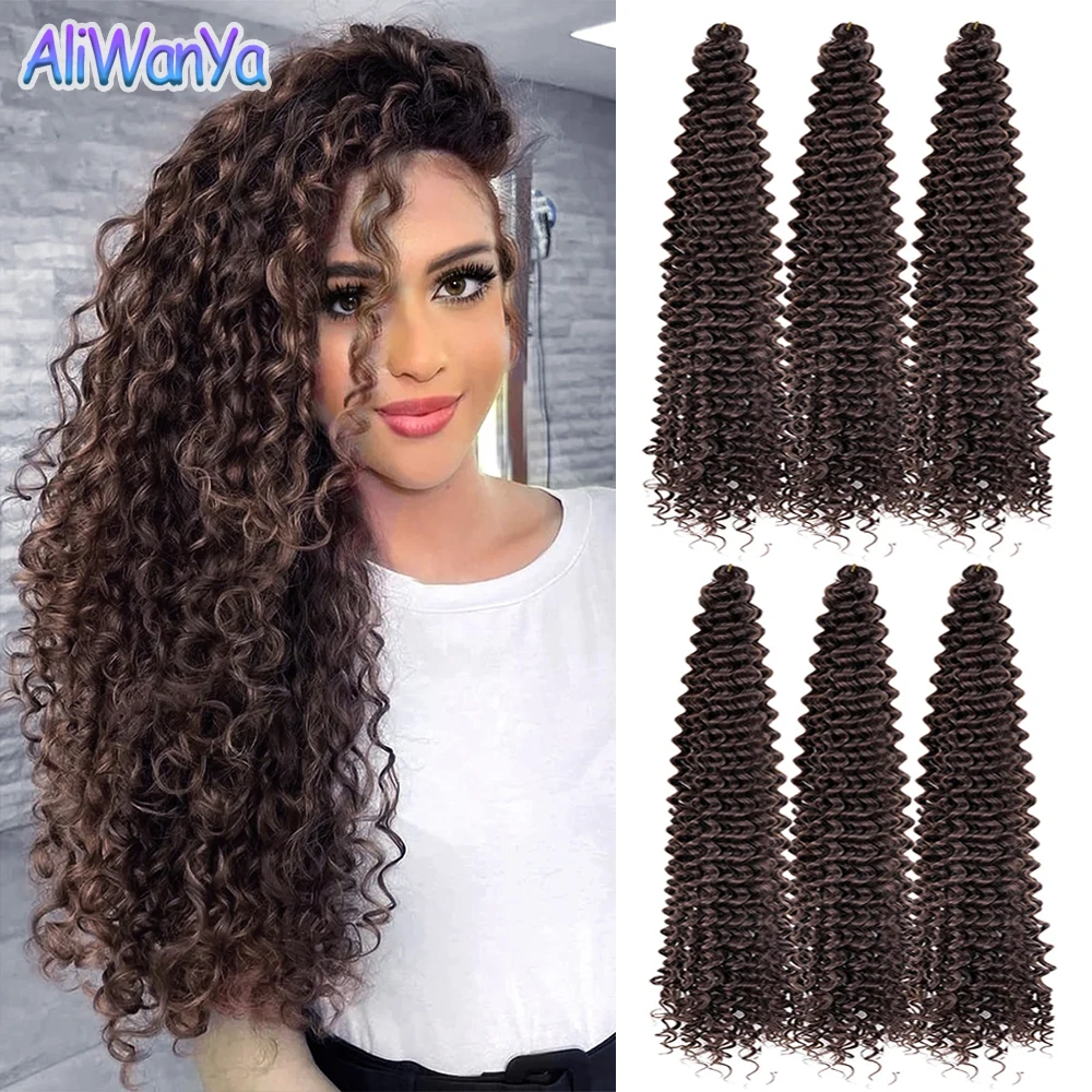 Onda profunda sintética Crochet extensões de cabelo, onda de água trança, torção, encaracolado, macio, boêmio, 28"