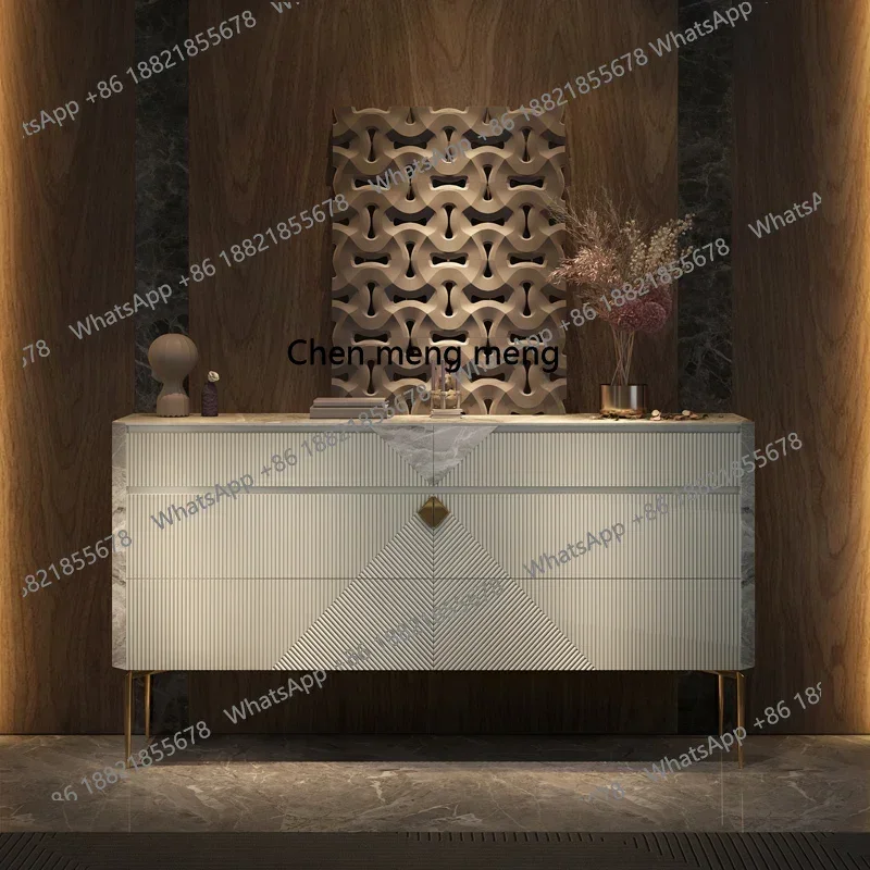 New  arrive Italian rock slab chest, living room, modern light luxury decoration, entrance cabinet, multi-pump bedside locker