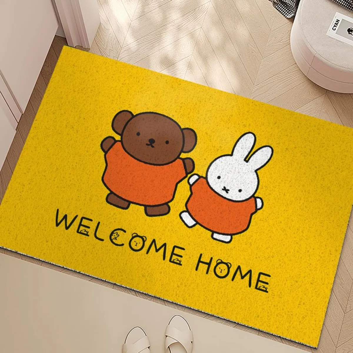 Kawaii Miffy Rabbit Floor Mat Entrance Door Silk Ring Foot Mat Foyer Dust Removal Anti-slip and Wear-resistant Foot Mat