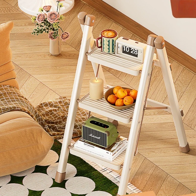 Carbon Steel Multi-function Flower Ladder, No-install Integrated Ladder, Thickened Wide Pedal, Indoor Climbing Ladder