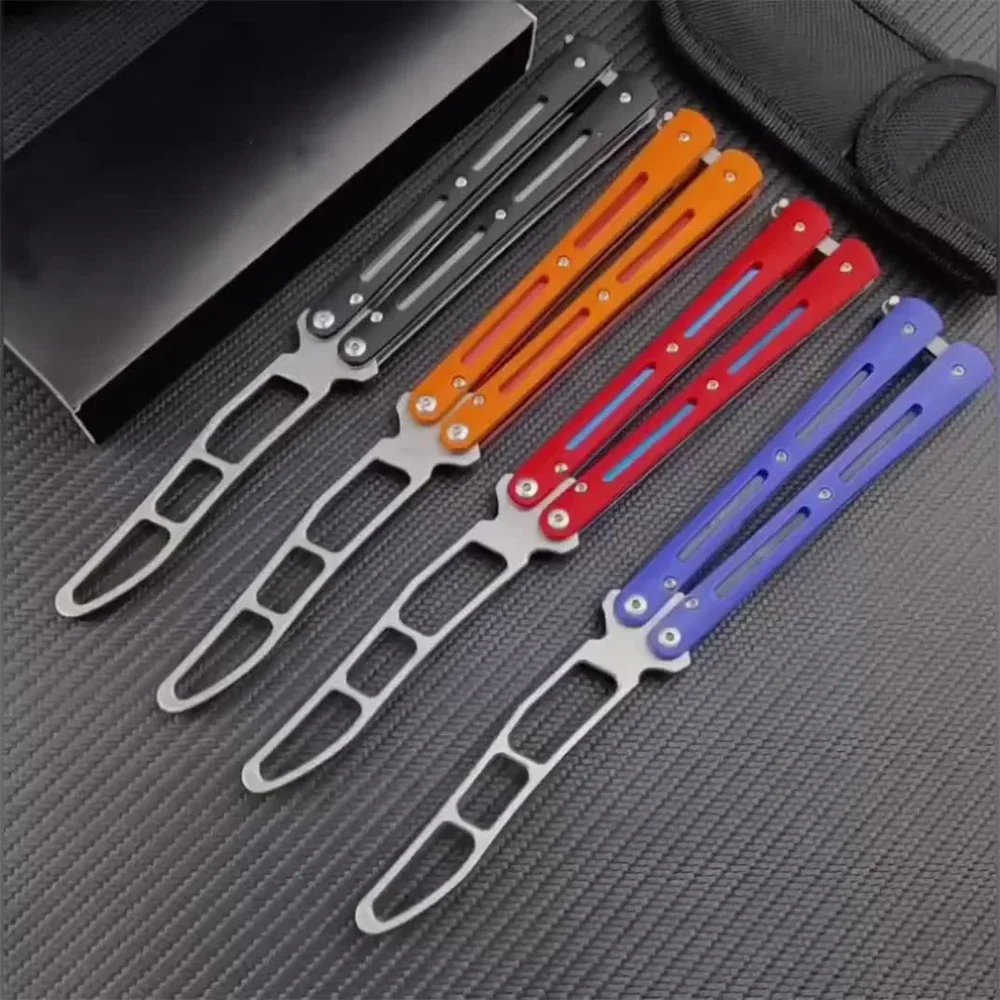 Portable Folding Butterfly Knife Trainer 440C Blade EDC Pocket Practice Training Tool for Outdoor Games Hand Movements No Edge