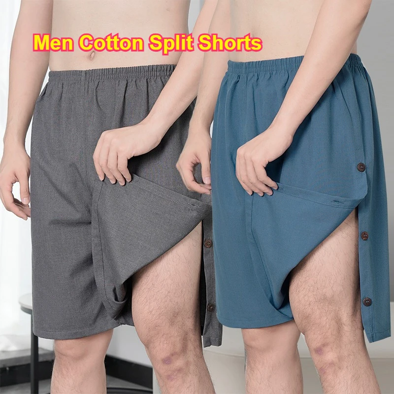 Men's Outdoor Easy Open Crotch Breathable Trainning Shorts Massage Sauna Bath Center Casual Lounge Bottoms Exercise Mini Pants