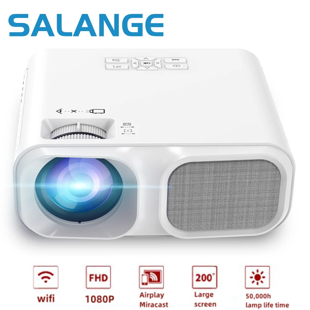 

Salange Full HD Mini Projector Real 1080P WiFi Portable Video Beamer 350Ansi Home Cinema Sync SmartPhone Projectors for 4k Movie