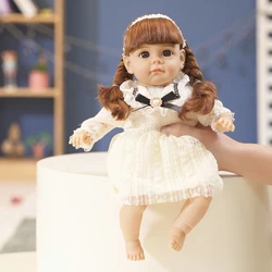 Voice Girl Reborn Baby Doll, Bebe menina com roupas de moda, pele macia e suave, cabeça de vinil, corpo de algodão, presente infantil, 14 