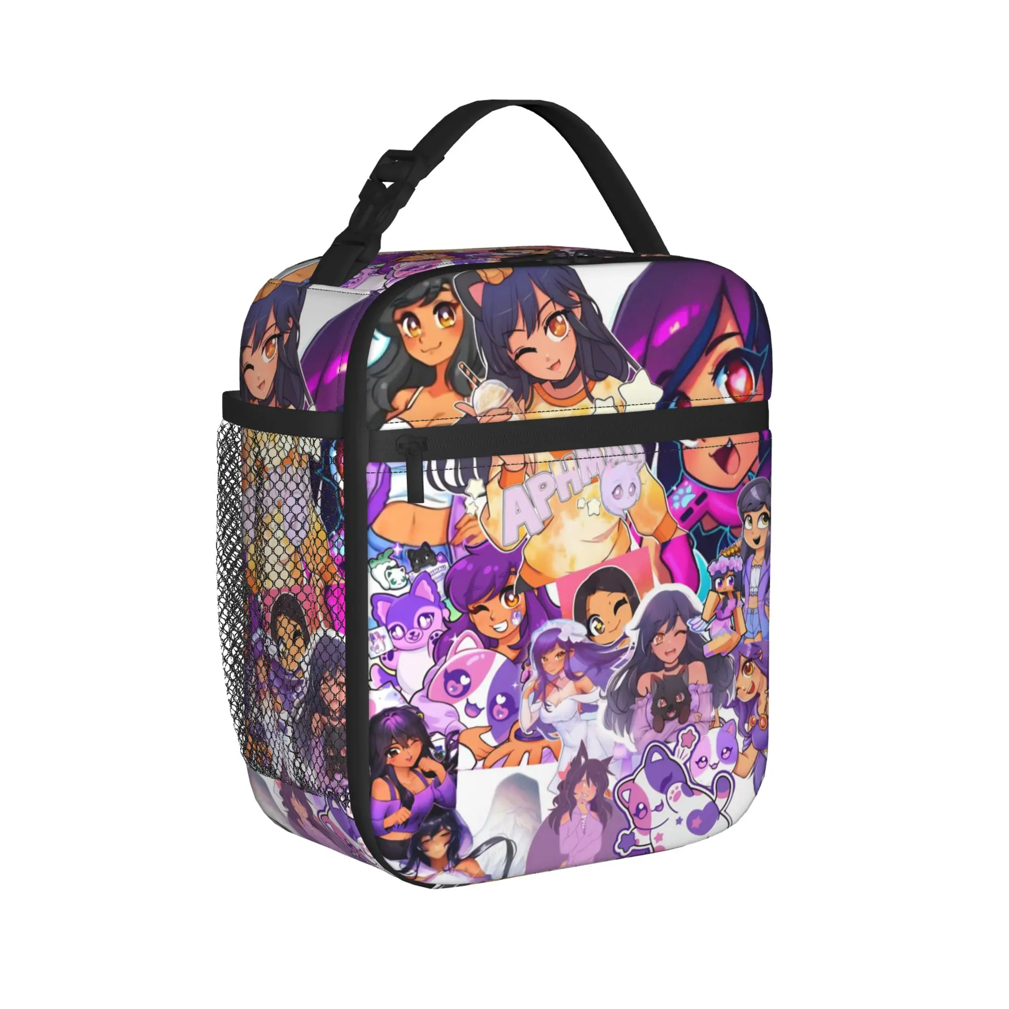 A-Aphmau Cartoon Insulated Lunch Bag for Men Women  Food Bag Portable Thermal Cooler Lunch Box For Work