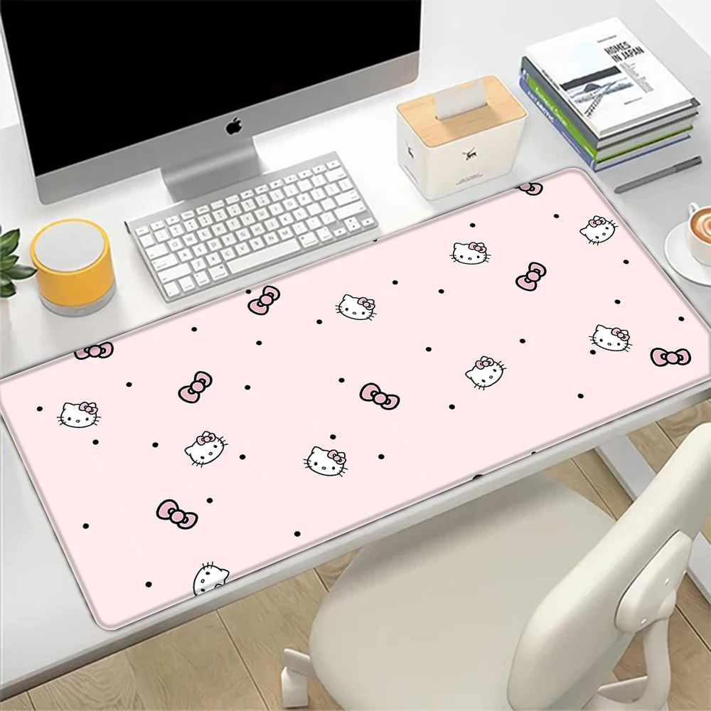 Cartoon Hello Kitty Mousepad HD Printing Computer Gamers Locking Edge Non-slip Mouse Pad XXL90x40cm Keyboard PC Desk Pad Gift