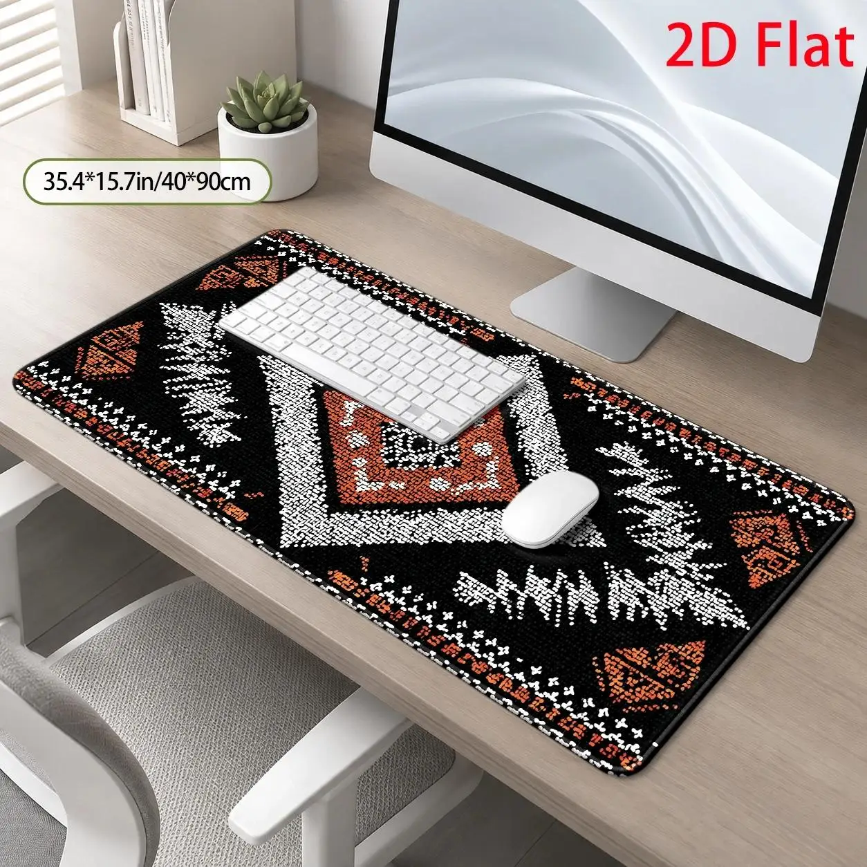 Large Tribal Mouse Pad Compatible for PC/Laptop - Soft Stain-Resistant Desk with Traditional Ethnic Geometric Tribal Design, Machine Washable Suitable for Home
