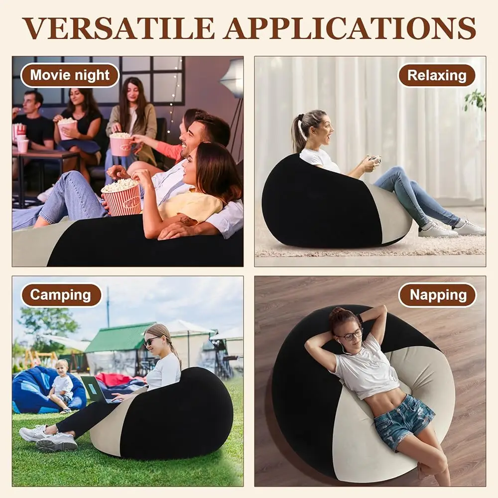 2 Pcs Inflatable Couch For Camping Blow Up Chairs Inflatable Chair Inflatable Bean Bag Chair Inflatable Lazy Sofa For Living