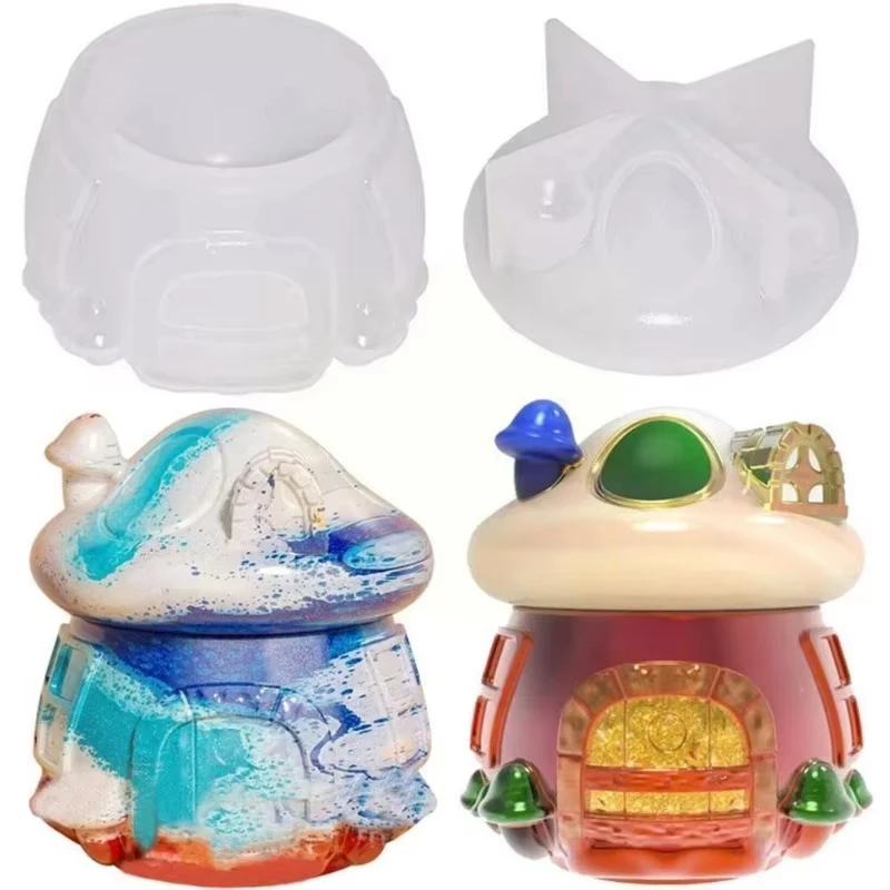 

Форма для банок из грибной смолы с крышкой, силиконовые формы для рождественских подарков, контейнер для хранения, подсвечник, банка для конфет