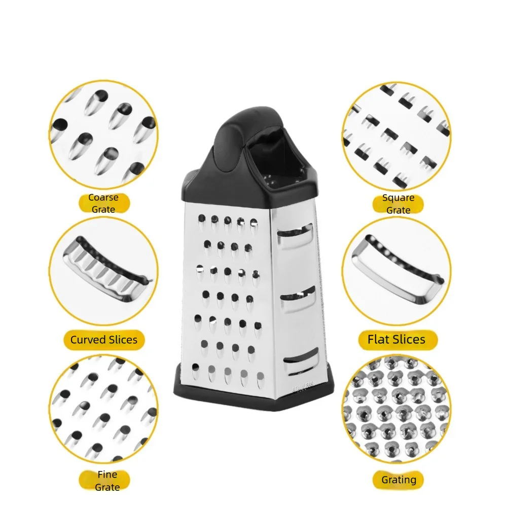 Steel Vegetable Slicer with Storage Box Labor-saving 6 Sides Multifunctional Vegetable Grater Manual Stainless