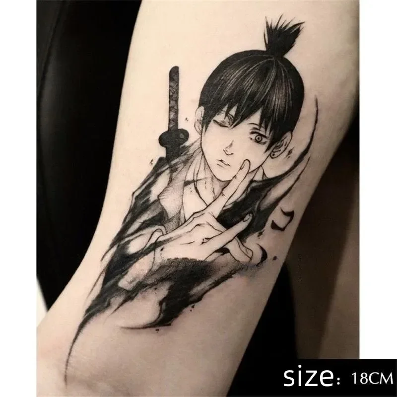 

Anime Temporary Tattoos Black Cartoon Hayakawa Aki Transfer Tatoo Arm Body Art Waterproof Fake Tattoo Stickers for Woman Man