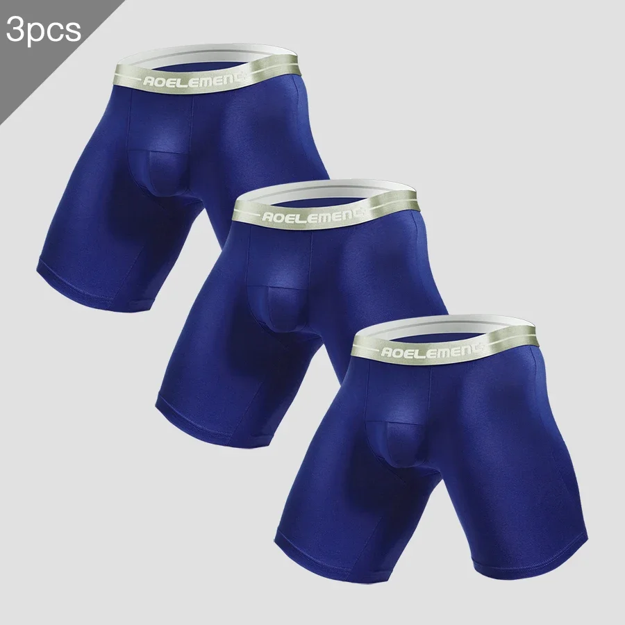 

3PC Modal Men's sports briefs Running tight plus long anti-wear leg plus size boxers Long legs fat pants plus boxers