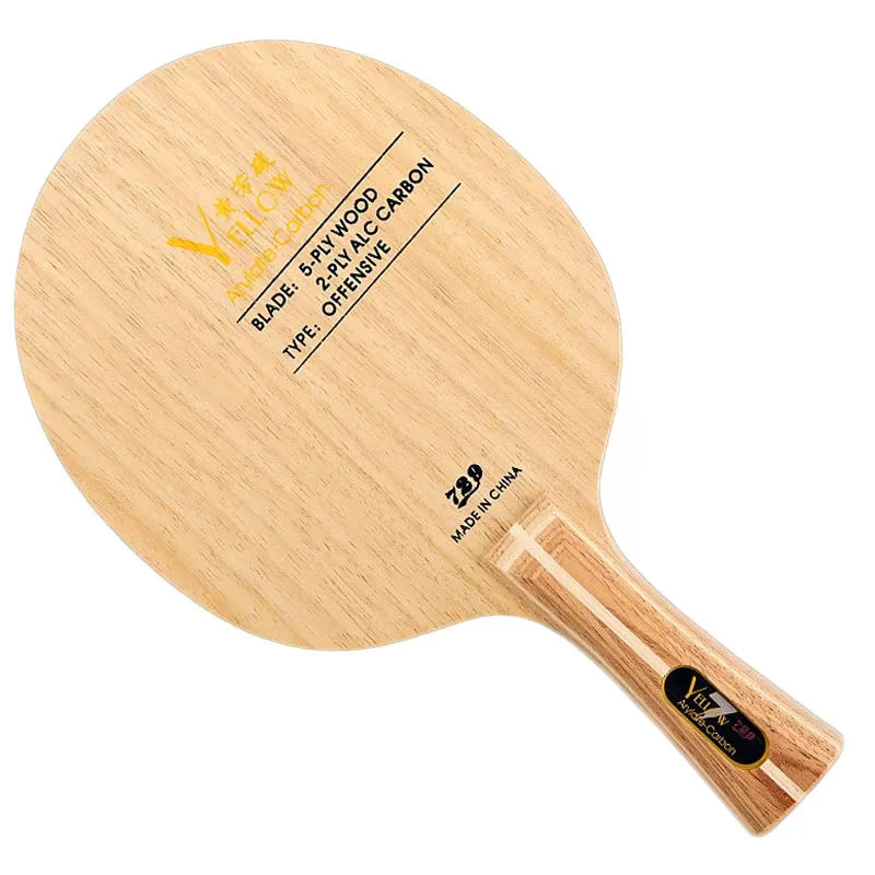 729 Friendship Yellow ALC Table Tennis Blade 7 Ply Quick Attack Ping Pong Blade 5 Wood 2 Carbon Blue ALC Black Carbon