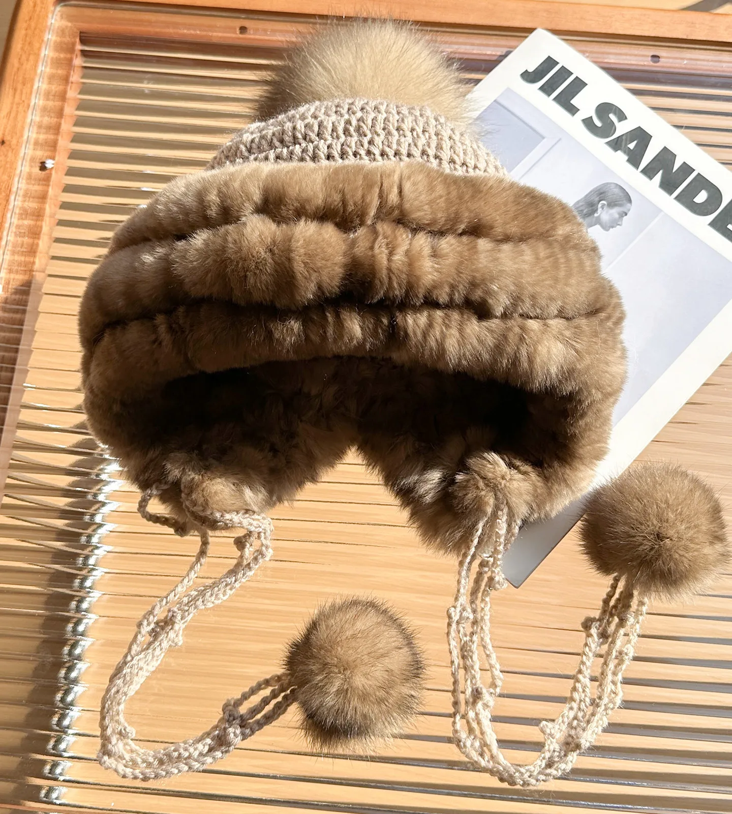 Autumn Winter Real Rex Rabbit Fur Hat Thick Warm Ear Protection Head Cover Hat Female Lei Feng Cap
