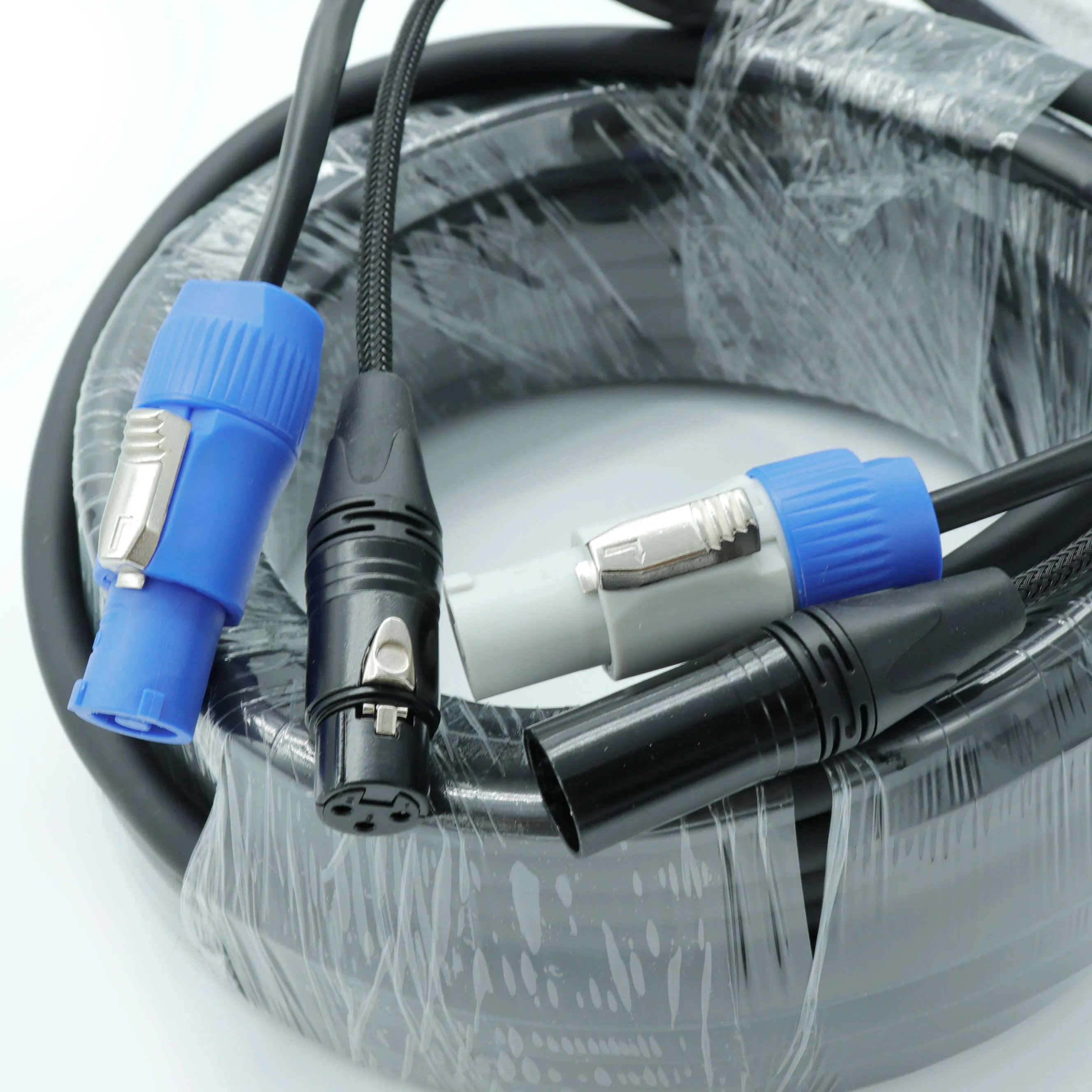 DMX PowerCon Combo Cable 3Pin XLR 1m 2m 3m 5m DMX512 Stage Lighting Cable for Led Screen Moving Head DJ Disco