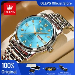 OELVS Men's Watches Top Brand Casual Original Wristwatch Waterproof Stainless Steel Scratch-Resistant Mirror Watch for Man
