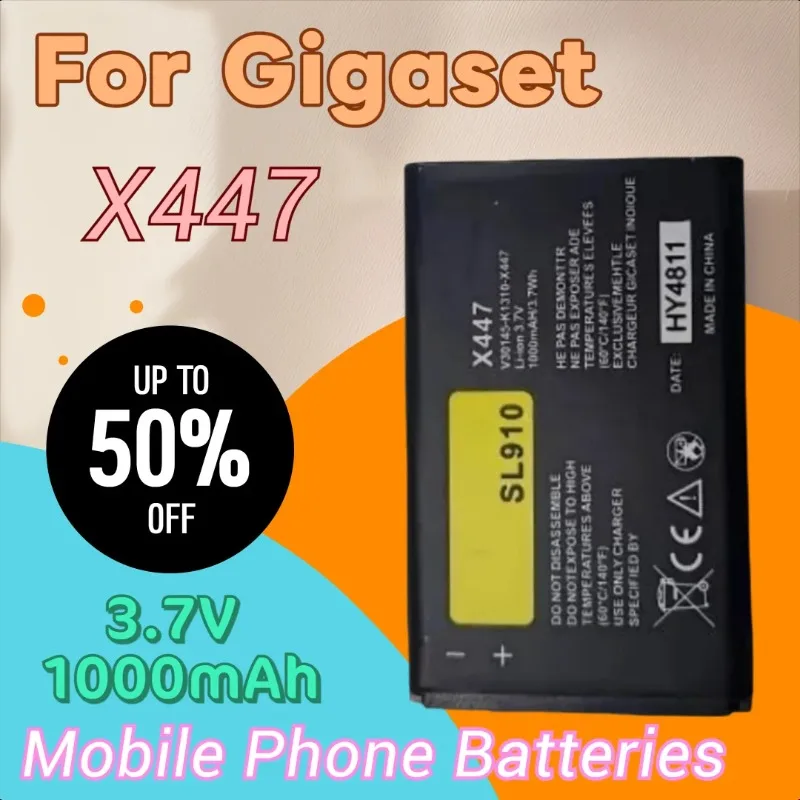 

Brand New High Quality 3.7V 1000mAh Mobile Phone Battery SL910 Cordless X447 for Gigaset SL910H SL910 SL910A V30145-K1310K-X447