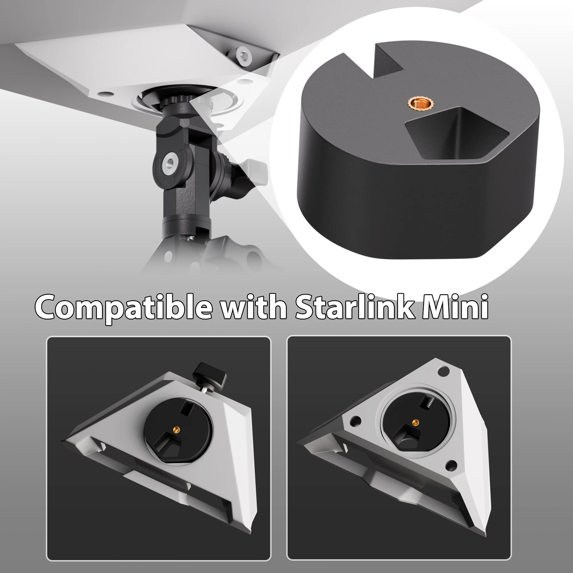Starlink Mini Tripod Adapter Fits 2024-2026 Pipe & Flat Mount Plastic Material Starlink Mini Accessories for Tripods Clamps