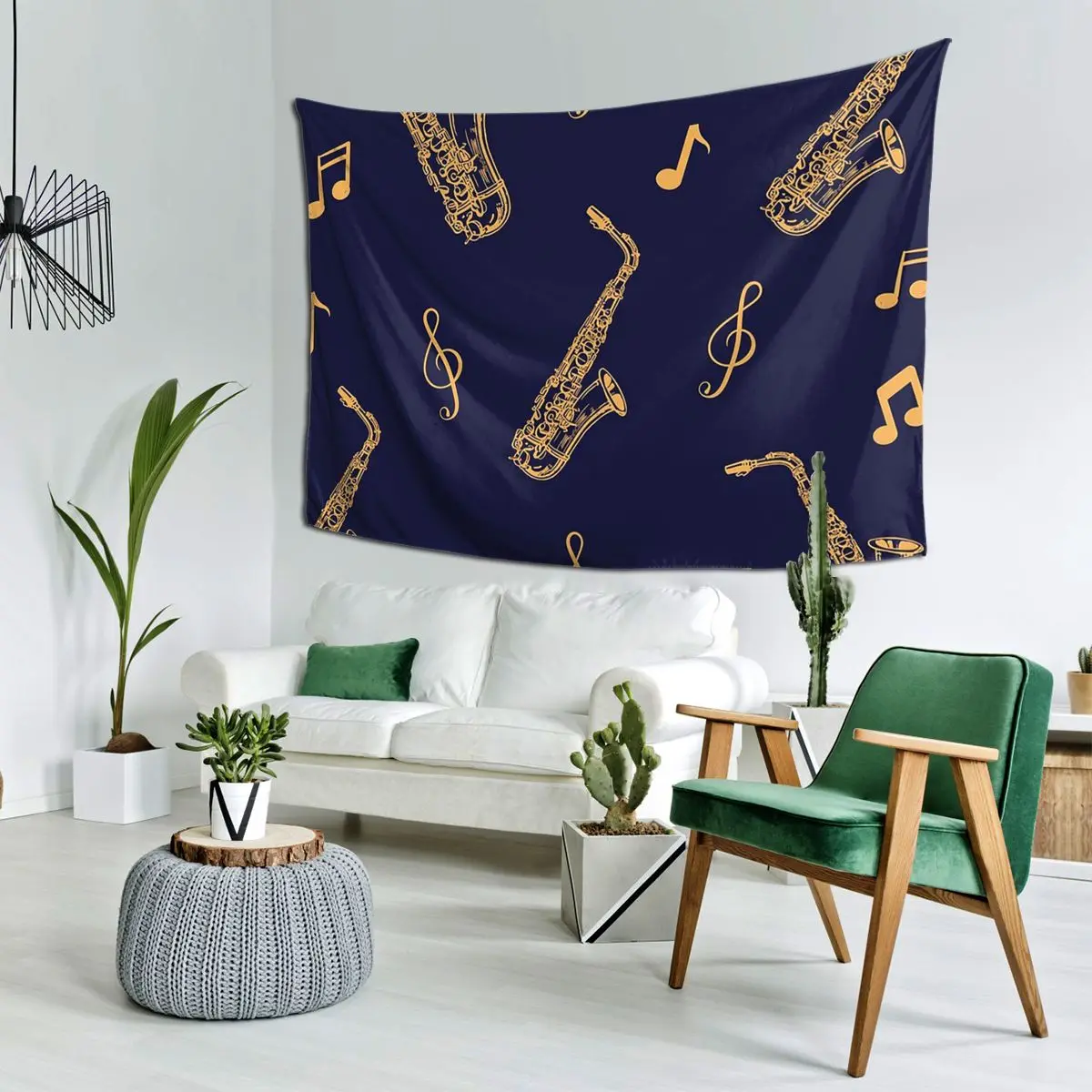 

Musical Saxophone Pattern Tapestry Wall Hanging Aesthetic Home Decor Tapestries for Living Room Bedroom