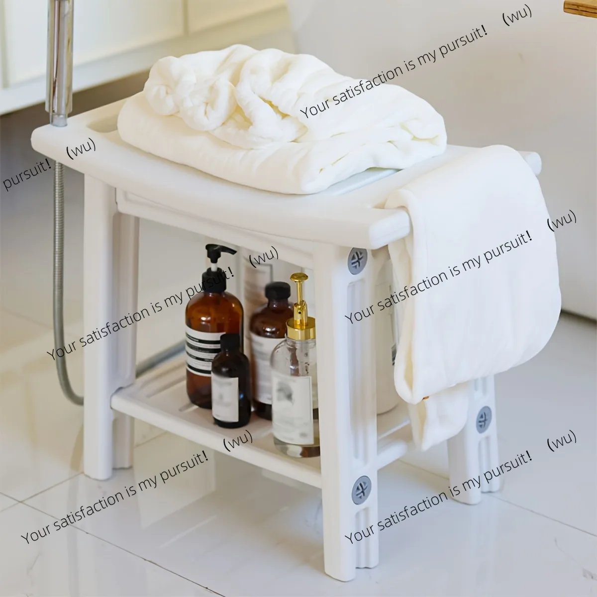 Multifunctional Stool: Storage Seat for Bathroom, Shower, Living Room. Wash, Change, Sit & Organize.