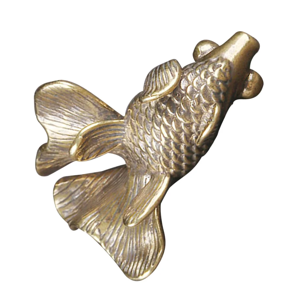 

Copper Sculpture Vintage Brass Goldfish Ornament Desktop Decor For Home Study Feng Shui Wealth Lucky Tabletop Statue