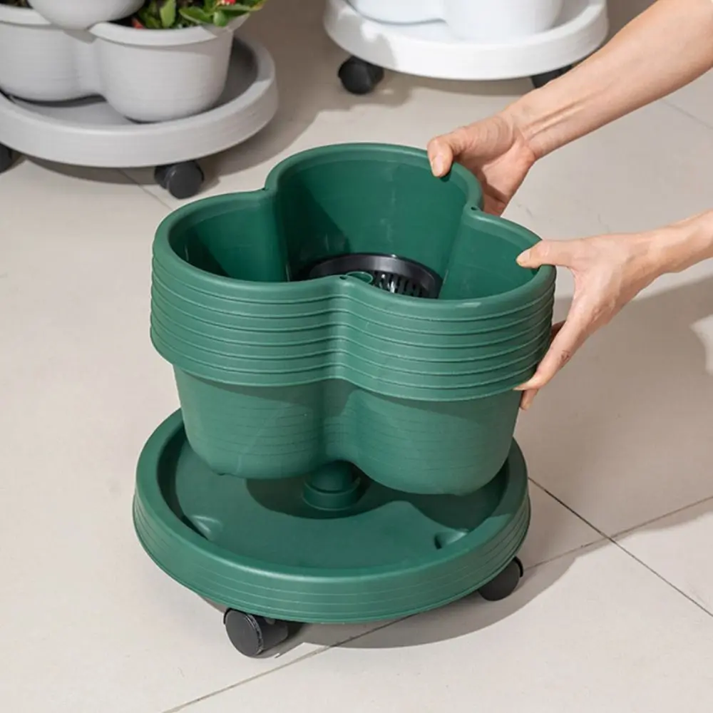 Vertical Tower Stackable FlowerPot Plastic with Movable Casters Flower Pot Multi-layer Strawberry Planter Tower