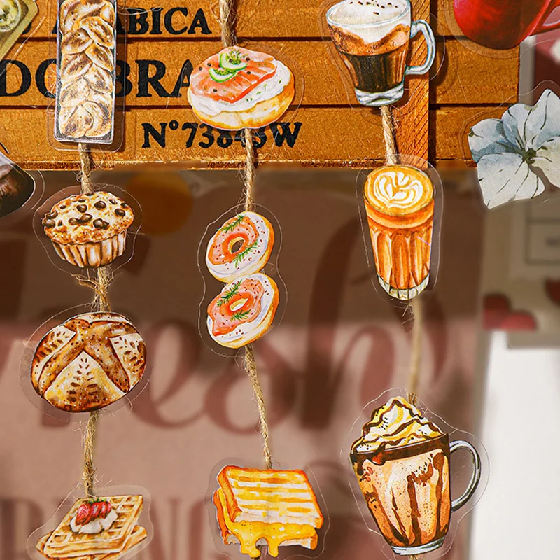 100Pcs/bag Bread Baking Theme Tin Boxed Stickers DIY Handbook Decoration Scrapbook Phone Case Calendar