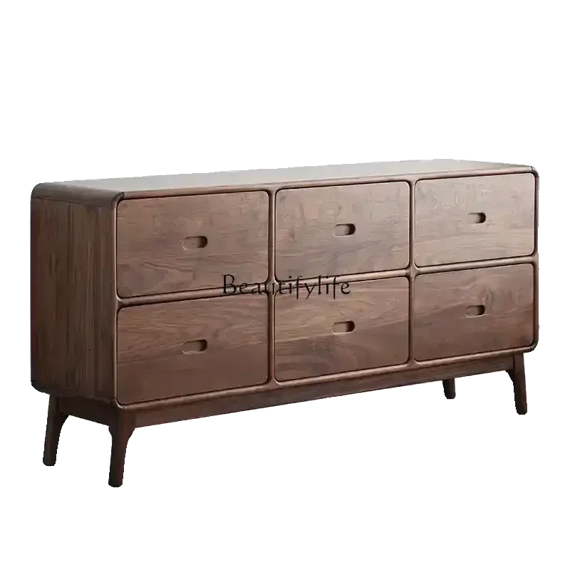 

lAll solid wood six-chest cabinet North American black walnut bedside household drawer locker