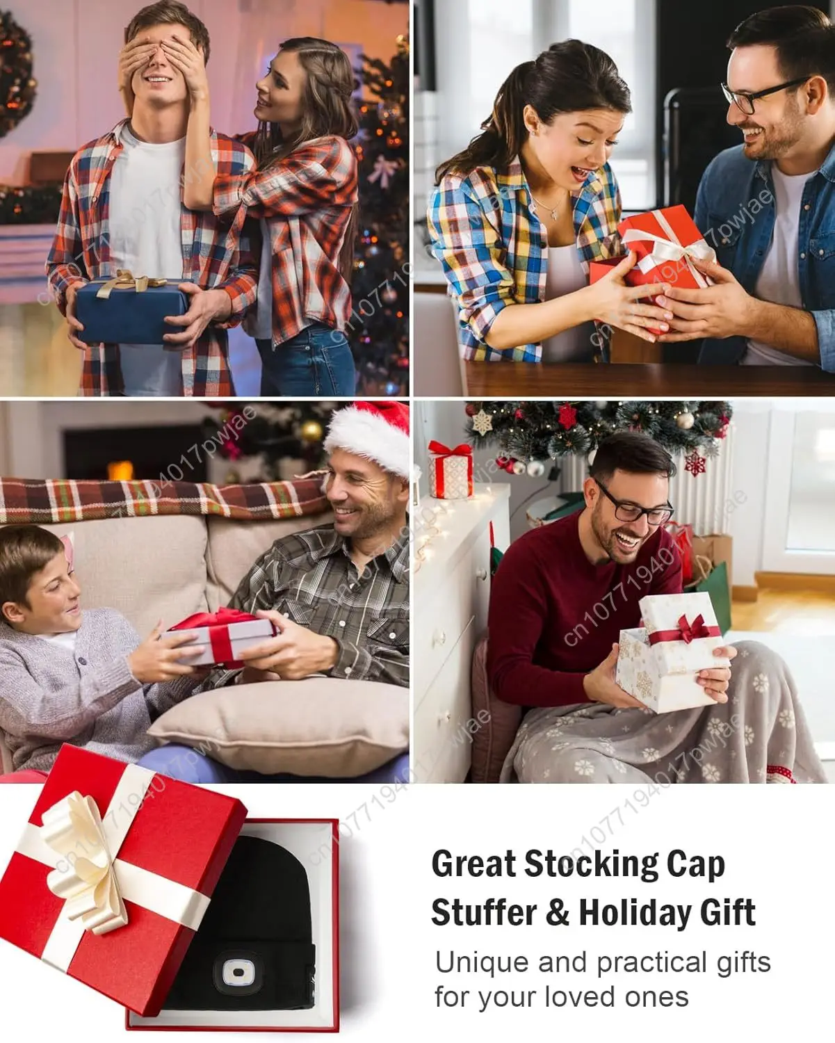 Wmcaps Bluetooth-muts met licht, unisex USB oplaadbare 4 LED-zaklamphoed met draadloze hoofdtelefoon, unieke kerst Bir