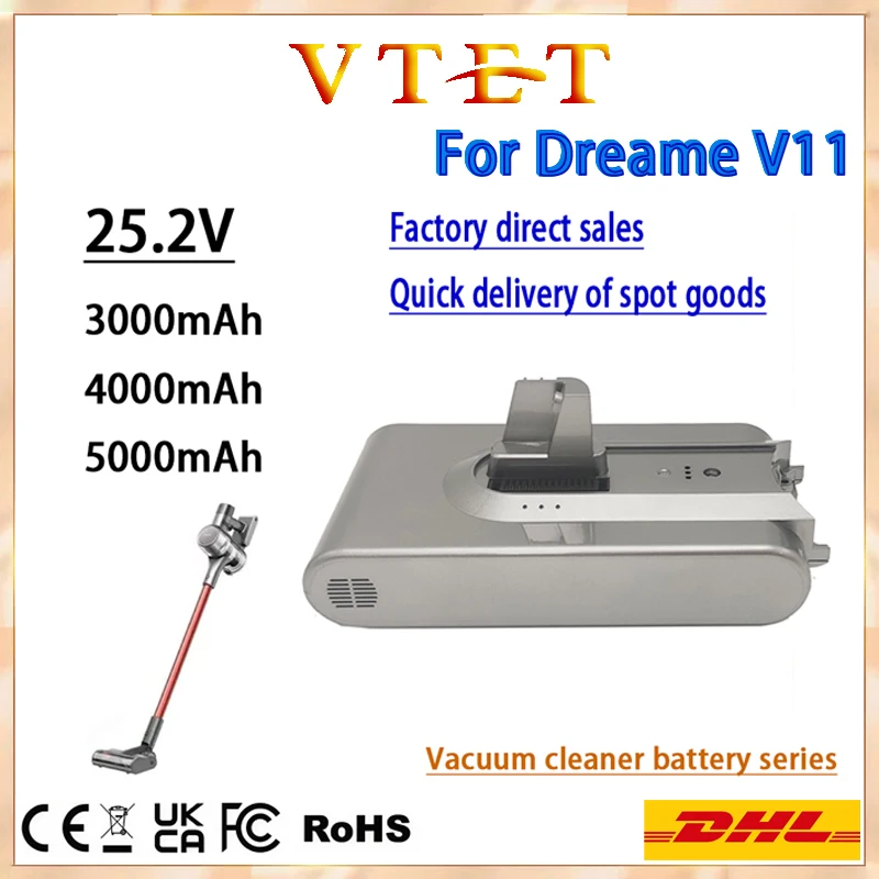 

VTET новая сменная батарея для беспроводного пылесоса, подходит для пылесоса Dreame V11 V11SE V12 VVT1 VVN6 VVN5 VVA1 V12pro