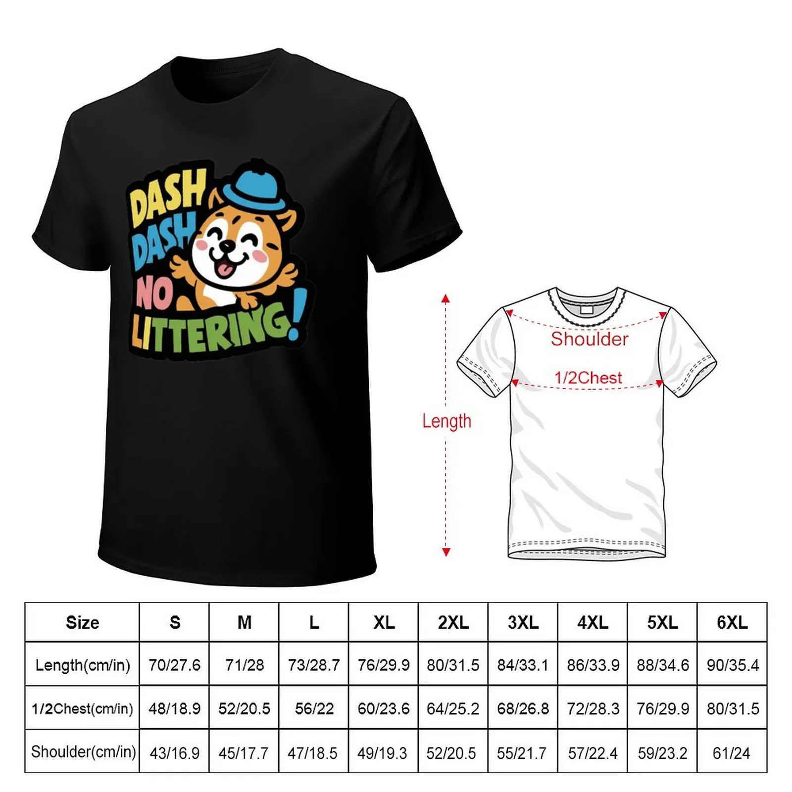 Dash Dash No Littering Environment Earth Day T-Shirt Stylish Print Short Sleeve Tee