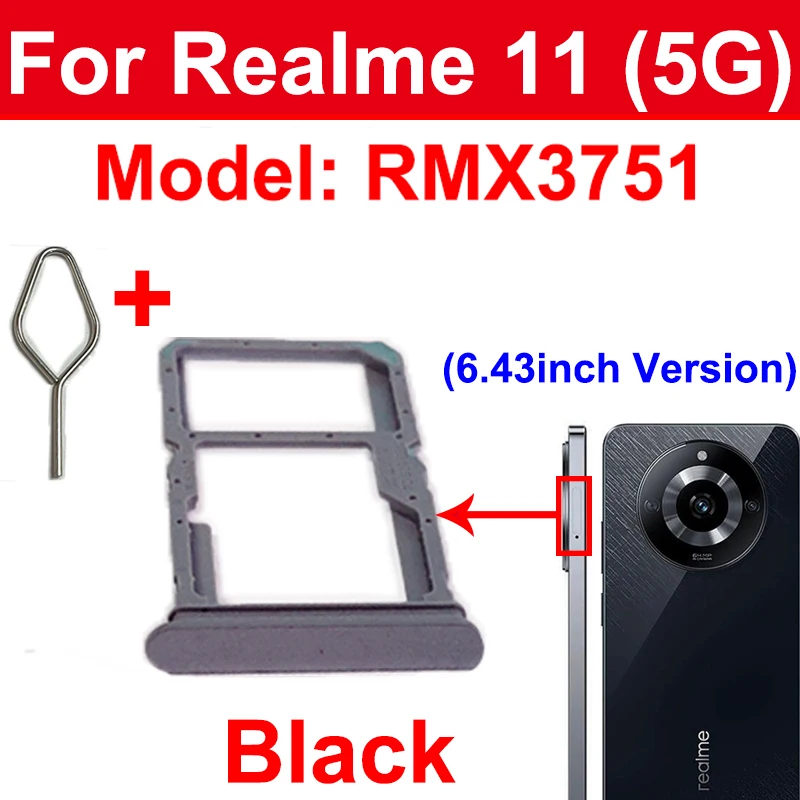 For Realme 11 11 Pro 11Pro Plus 11X 5G SIM Card Tray SIM Card Holder Reader Socket Slot Replacement Parts