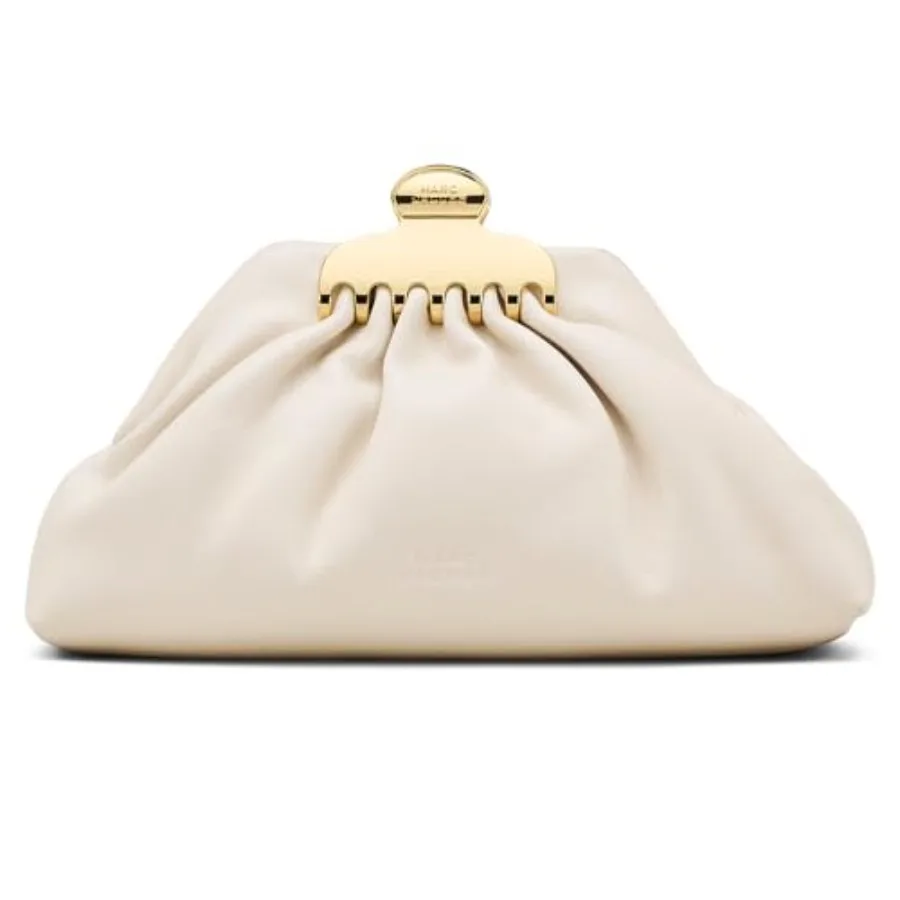 Women's The Glam Small Clutch for evening events, faux leather in black, sleek minimalist design with gold-tone hardware