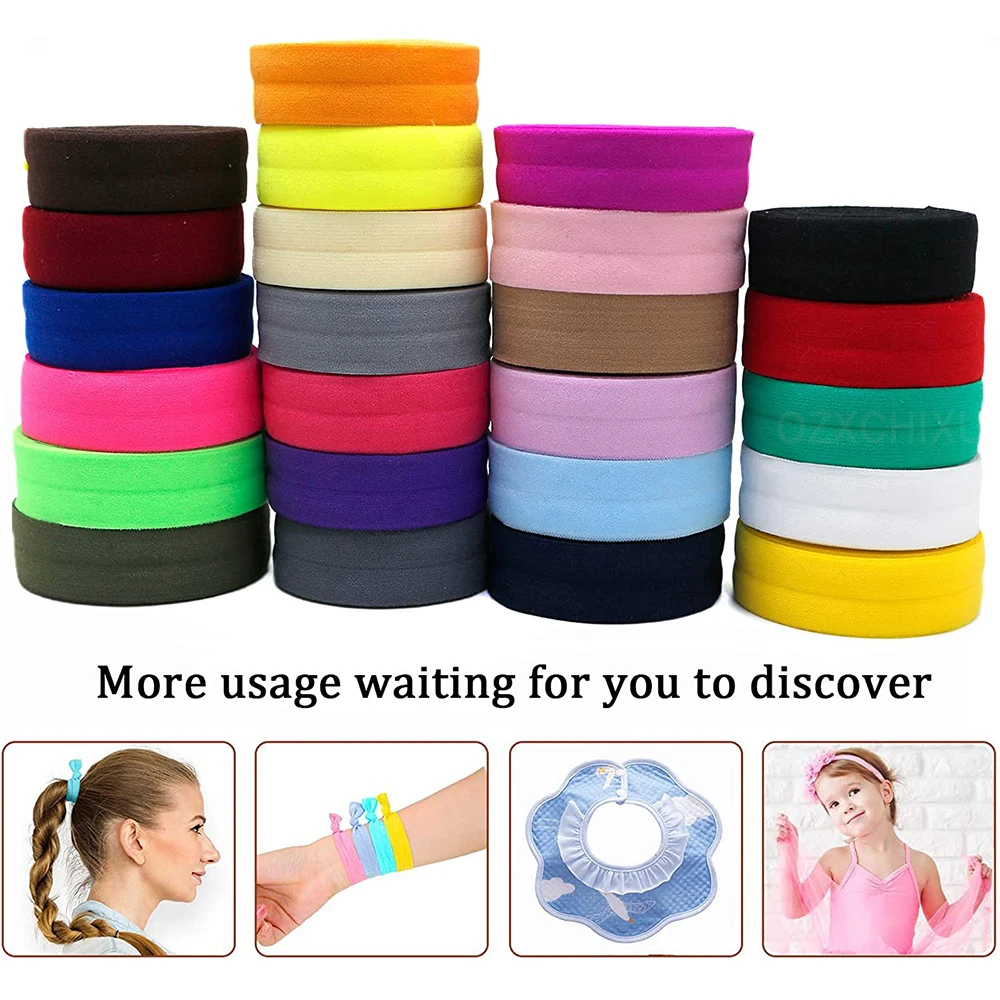 5Yards 2cm Fold Over Elastic Stretch Braided Elastic Bands Weave Polyester Spandex Ribbon For Sewing Lace Trim Garment Accessory