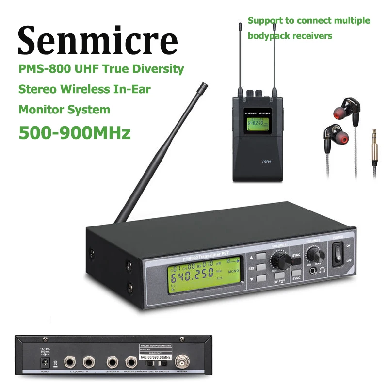 

Senmicre PMS-800 UHF True Diversity Stereo Wireless In-Ear Monitor System Single Transmitter Monitoring For Stage Performance