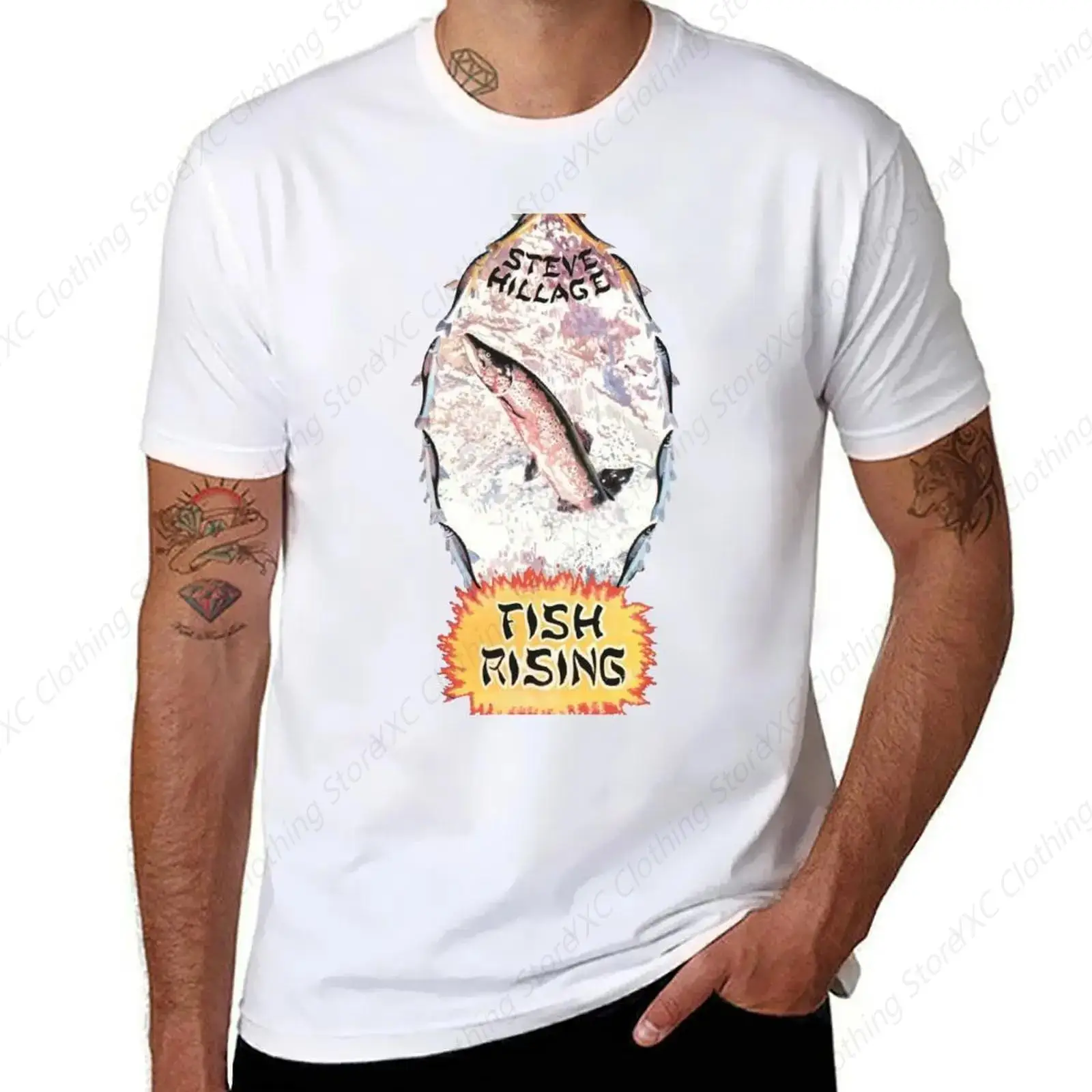 

Steve Hillage - Fish men's T-shirt- Short Sleeve Crew Neck Soft Fitted Tees S - 6XL Fresh Classic Basic Tshirts