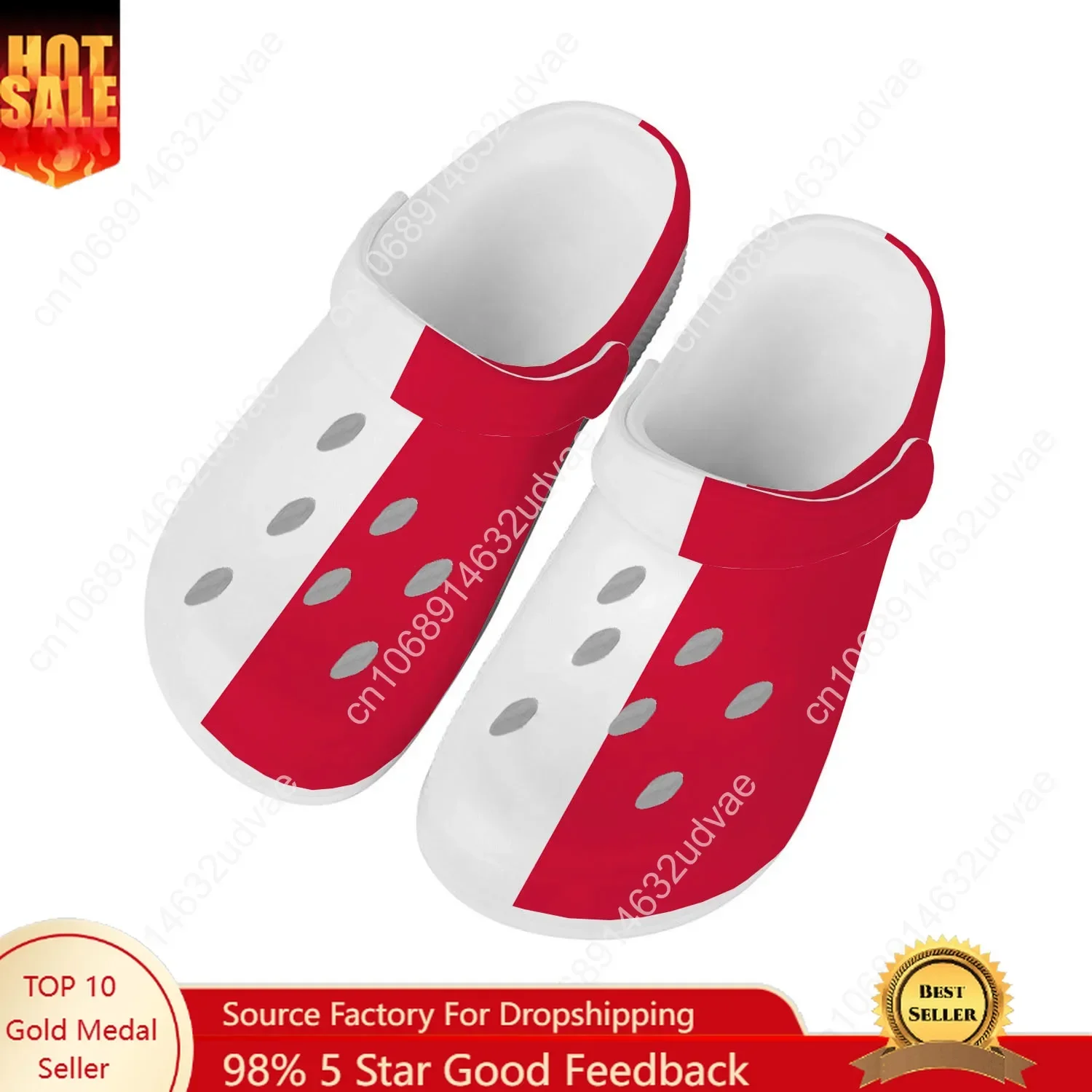 

Poland National Flag Water Shoes Men Women Comfortable Home Garden Clogs Customizd Sandals Beach Breathable Hole Slippers