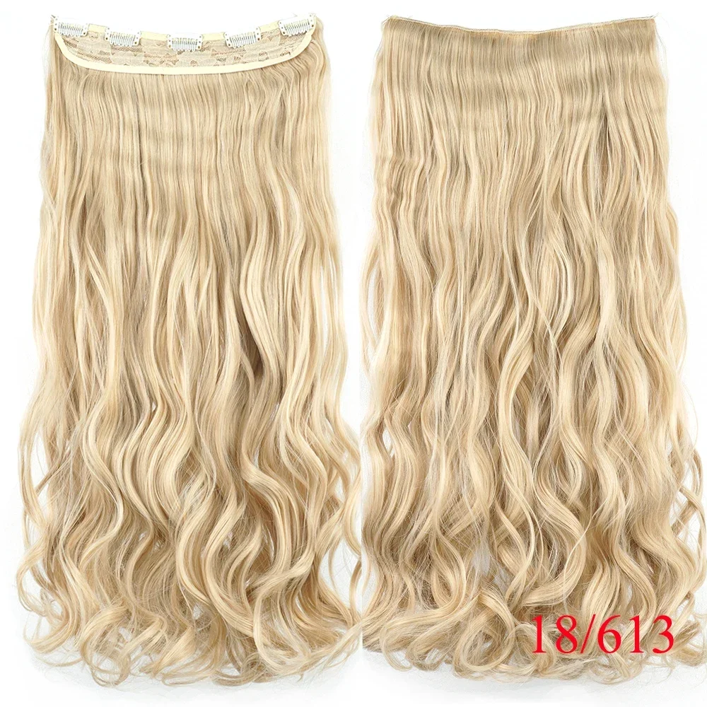 28 Inche Long Wavy Synthetic Dirty Blonde Clip In Hair Extensions Fake Hair Clip Ins One Piece Hair Pieces for Women